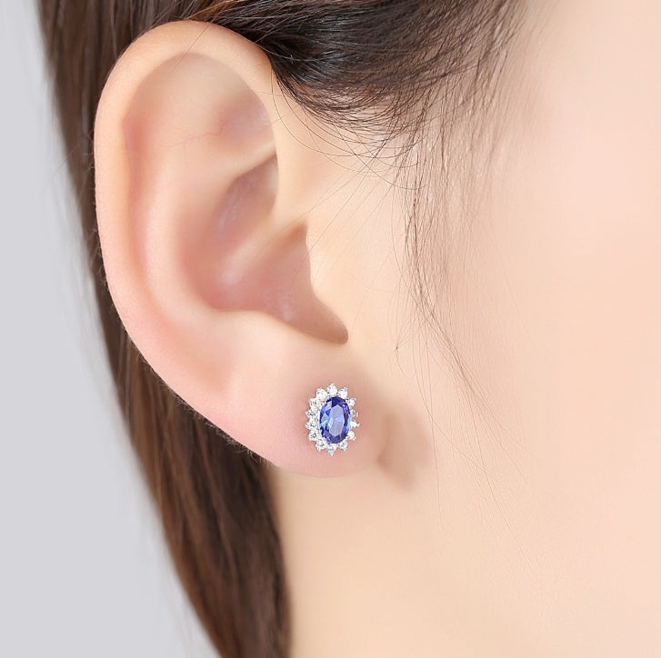 Birthstone Royal Blue Earrings With Solid 925 Sterling Silver