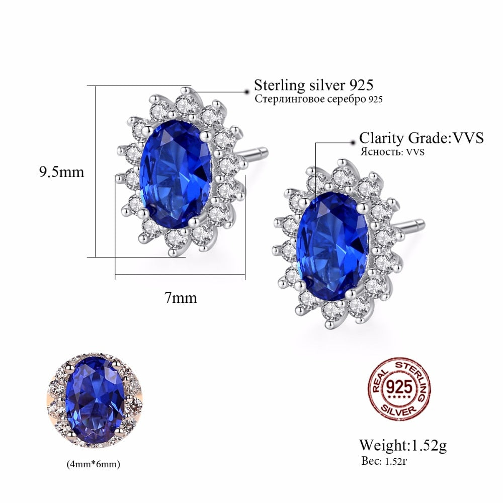 Birthstone Royal Blue Earrings With Solid 925 Sterling Silver
