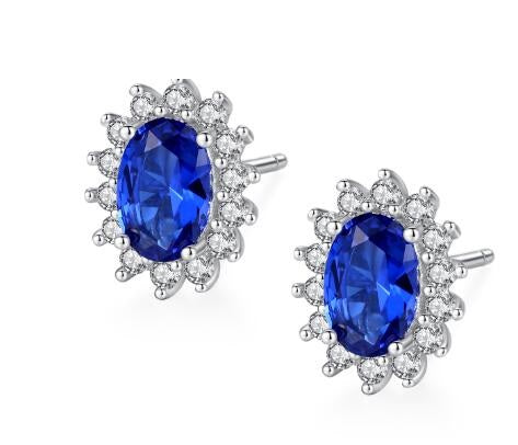 Birthstone Royal Blue Earrings With Solid 925 Sterling Silver