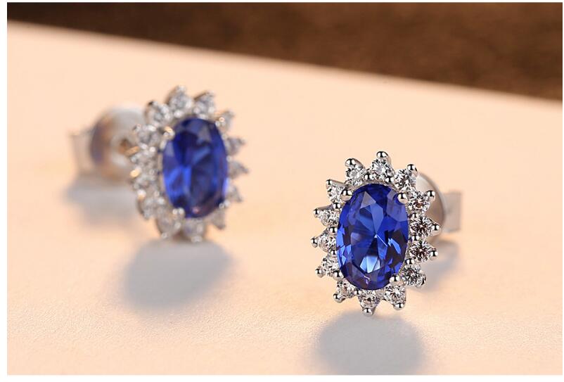Birthstone Royal Blue Earrings With Solid 925 Sterling Silver