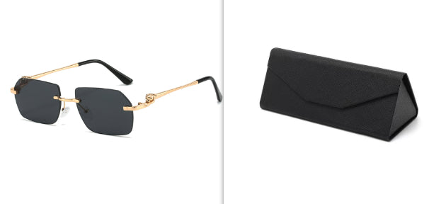 Frameless Trimming Leopard Sunglasses