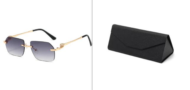Frameless Trimming Leopard Sunglasses