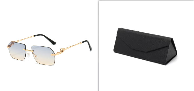 Frameless Trimming Leopard Sunglasses
