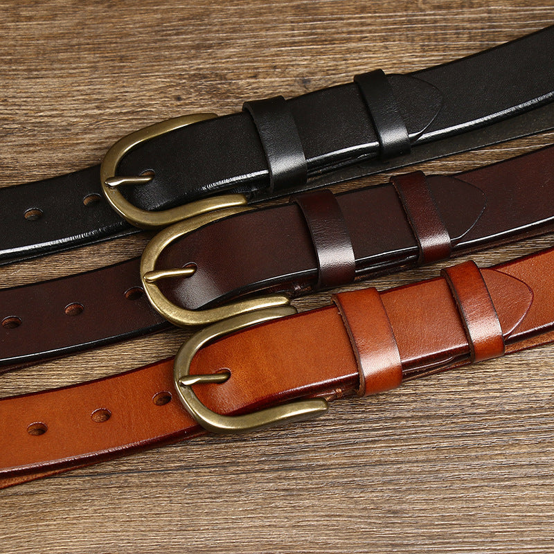 3.3CM Wide Copper Buckle Belt Men
