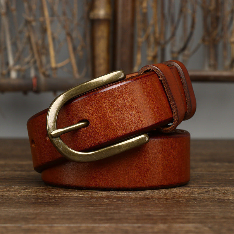 3.3CM Wide Copper Buckle Belt Men